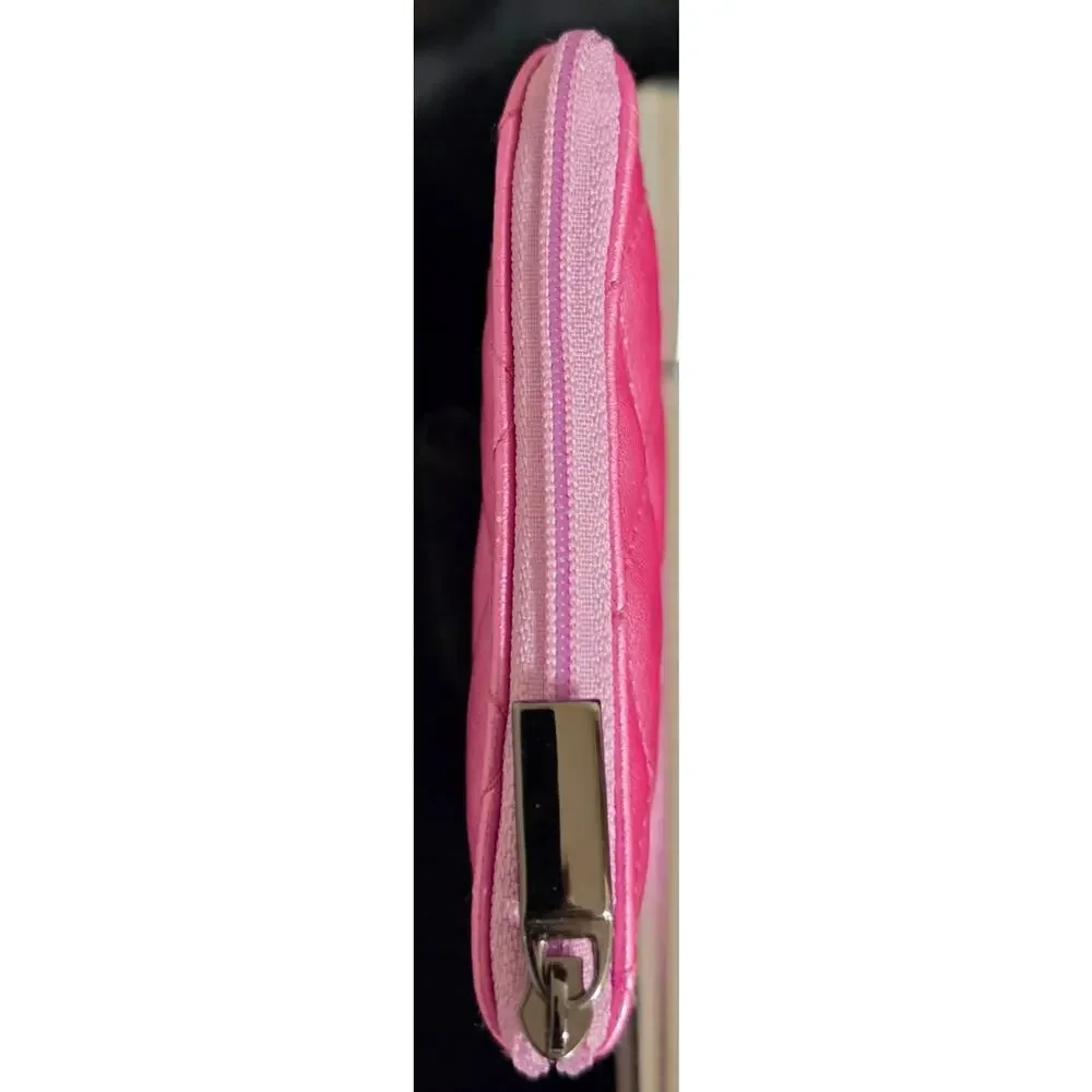 Mirabella Quilted Pink Metallic Makeup Pouch & Zipper Coin Purse Travel Case NEW